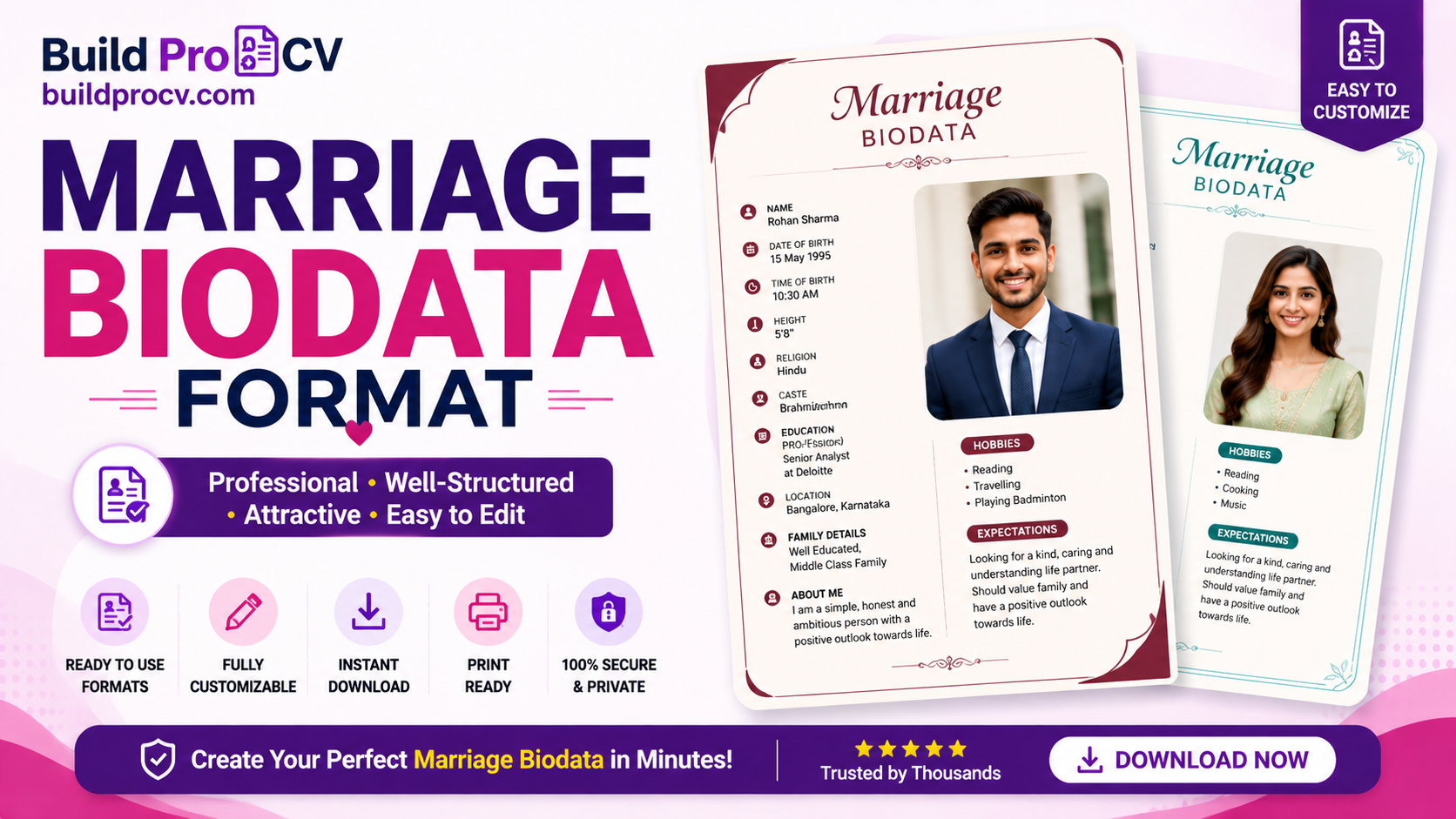 marriage biodata format